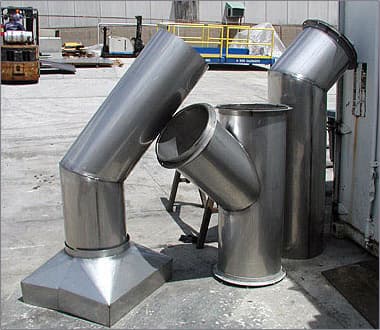 Custom fabricated stainless steel industrial ductwork by Western Blow Pipe